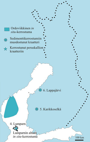 Kuva 11. Suomen fossiileja sisältävät ordoviikkiset muodostumat. Kuva: A. Uutela. Kuva 11. Suomen fossiileja sisältävät ordoviikkiset muodostumat. Kuva: A. Uutela.