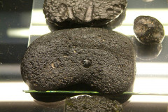 Asteroiditörmäyksessä syntynyttä lasista materiaalia, eli tektiittiä.